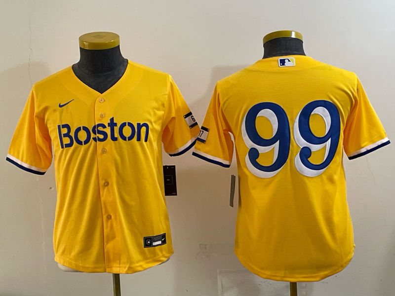 Youth 2025 Boston Red Sox 99 No Name Yellow Nike MLB Jersey 02